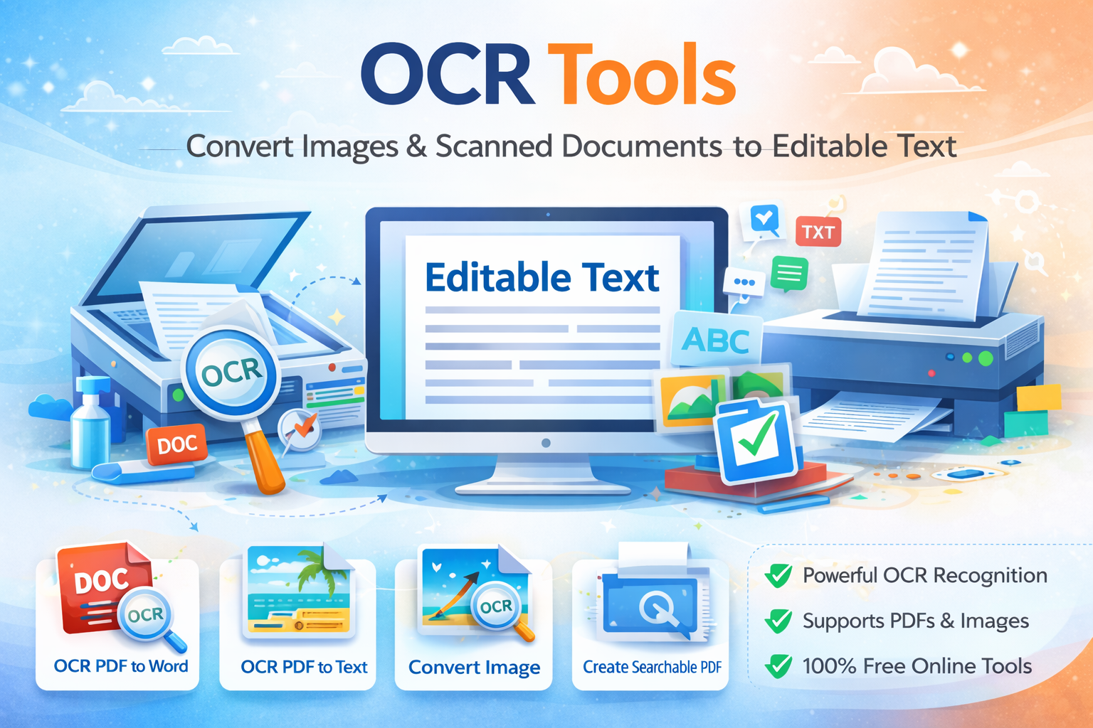 Free online OCR tools to extract text from images, scanned PDFs, and documents